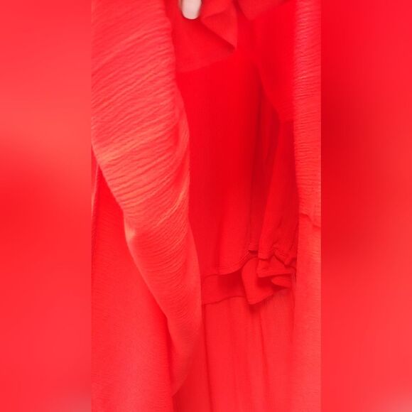 Gibson Look Tiered Belted Gauzy Midi Skirt Sz L Red NEW - Picture 5 of 11